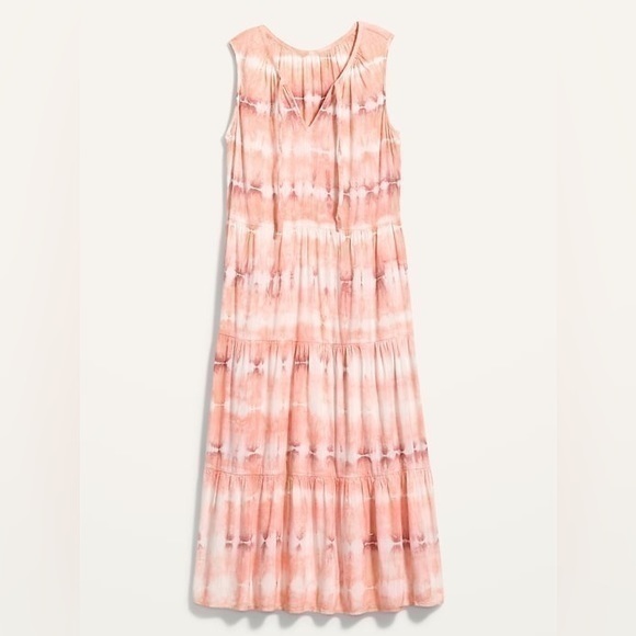 Groovy Chic: Old Navy Tiered Tie-Neck Tie-Dyed Midi Swing Dress PS - Picture 1 of 5